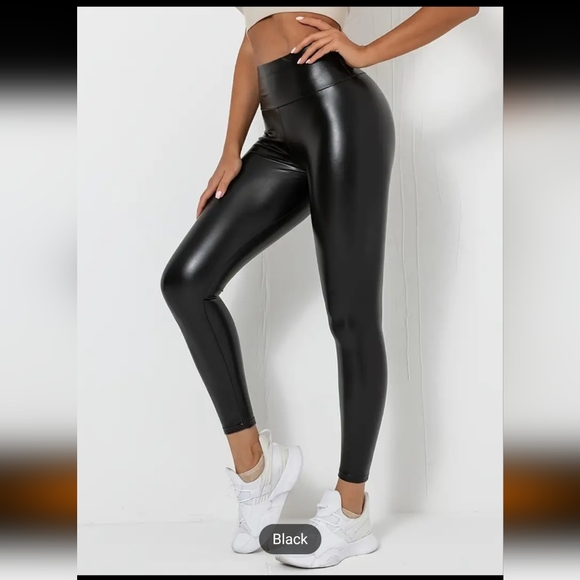 Nwt PU Leather High Waist Leggings - Picture 2 of 5